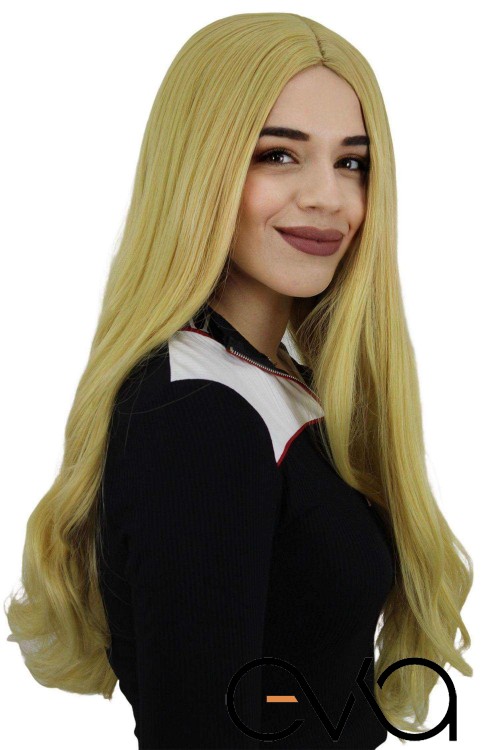 Eva Peruk Dalgalı Fiber Sentetik Peruk Sarı