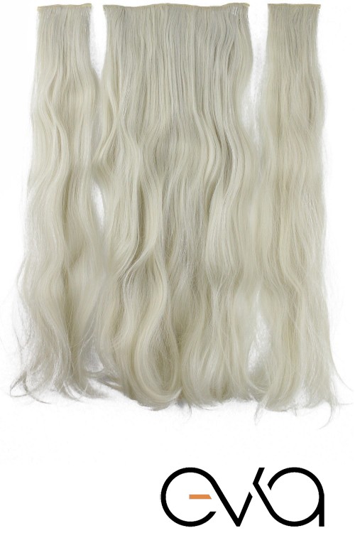 Eva Peruk 250 Gr 70 Cm Dalgalı Fiber Yarımay Set Beyaz Platin