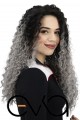 Afro Dalgalı Tül Peruk Siyah Gri Ombreli 300 Gr 70 Cm