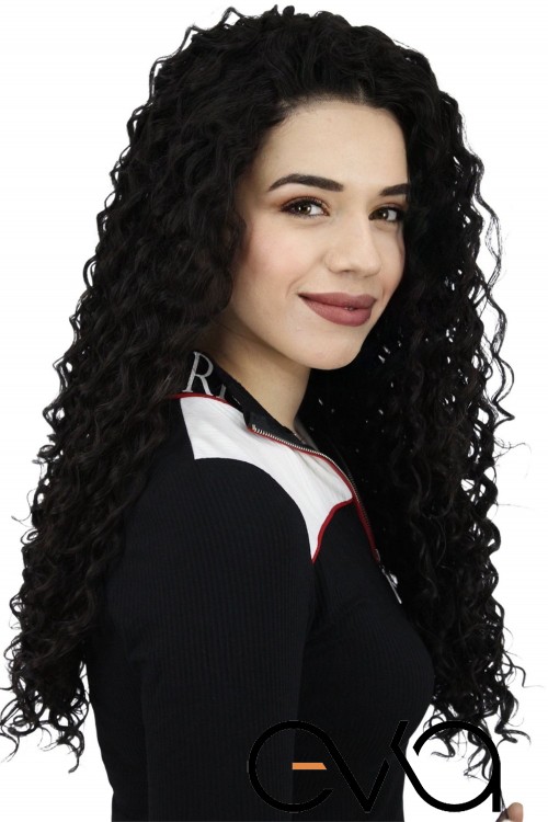 Afro Dalgalı Tül Peruk Koyu Kestane 300 Gr 70 Cm