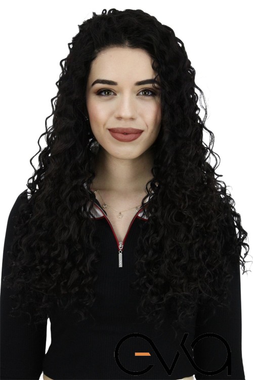 Afro Dalgalı Tül Peruk Koyu Kestane 300 Gr 70 Cm