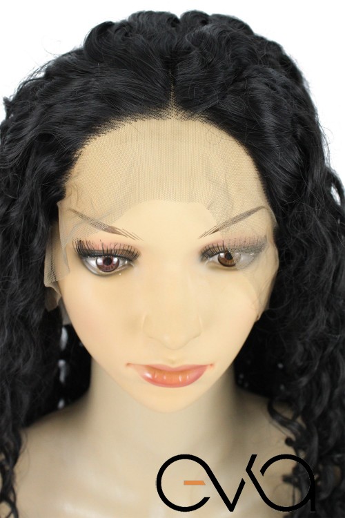 Afro Dalgalı Tül Peruk Siyah 300 Gr 70 Cm
