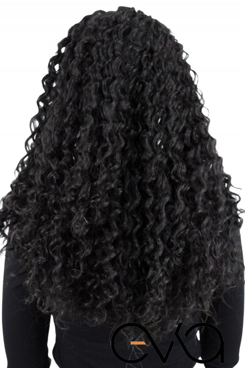 Afro Dalgalı Tül Peruk Siyah 300 Gr 70 Cm