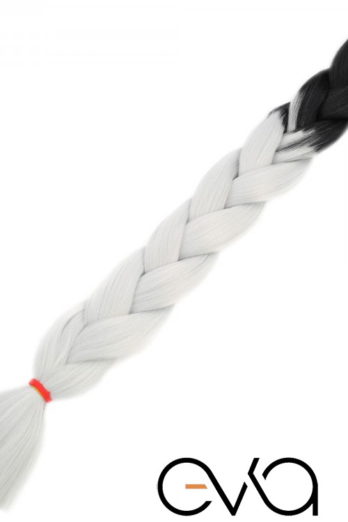 Afrika Örgüsü Rasta ve Box Braid için Sentetik Saç 165 Gram - Siyah/Açık Gri Ombreli