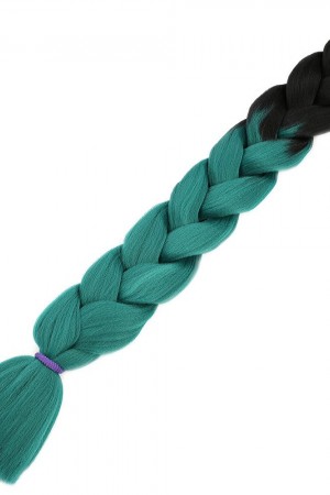 Afrika Örgüsü Rasta ve Box Braid için Sentetik Saç 165 Gram - Siyah/Yeşil Ombreli