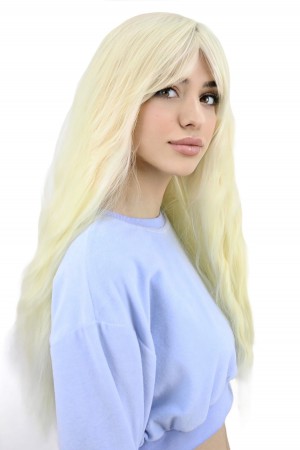 Eva Peruk Su Dalgalı Fiber Sentetik Peruk Platin Sarı