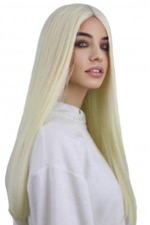 Eva Peruk Düz Fiber Sentetik Peruk Platin Sarı