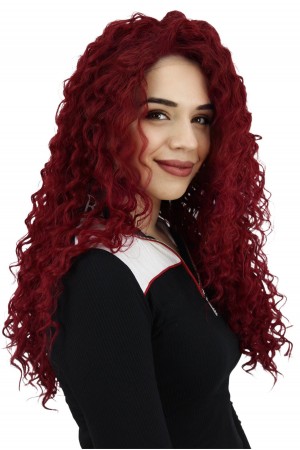Afro Dalgalı Tül Peruk Kızıl 300 Gr 70 Cm