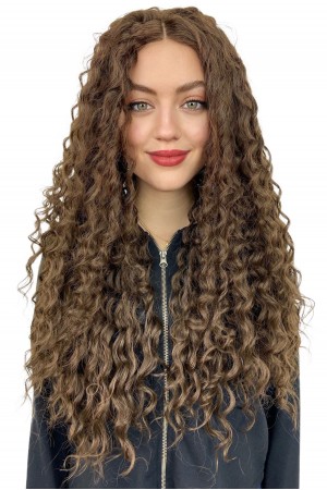 Afro Dalgalı Tül Peruk Kumral 300 Gr 70 Cm