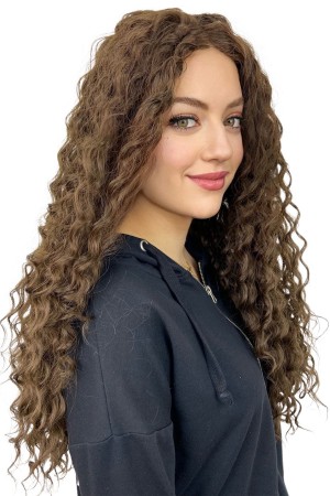 Afro Dalgalı Tül Peruk Kumral 300 Gr 70 Cm